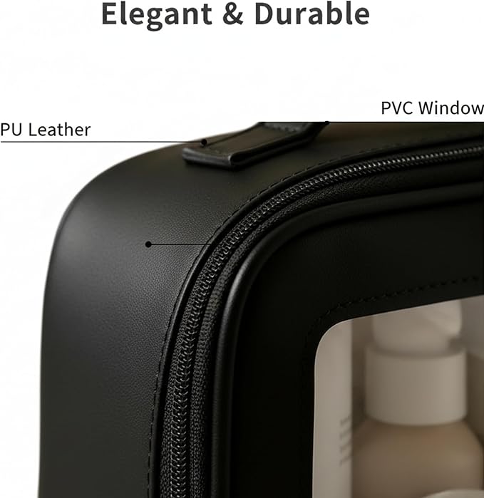 2 Complete Sets of 3-Size Makeup Bags | Premium Transparent & Waterproof Cosmetic Organizer Storage Bag | Travel Toiletry & Skincare Storage Set (Black, L+M+S+MakeupBrushes) - Image 3