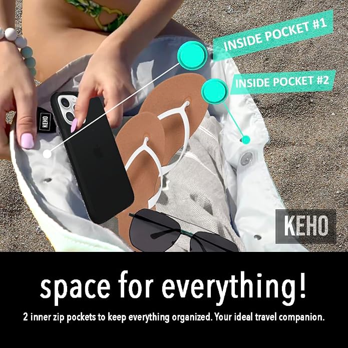 Keho Waterproof Beach Bag with Pockets For Women (Sandproof) - Image 8