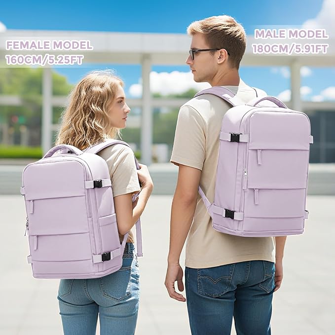 coowoz Large Travel Backpack For Women Men,Carry On Backpack,Hiking Backpack Waterproof Outdoor Sports Rucksack Casual Daypack Travel Essentials(Purple) - Image 4
