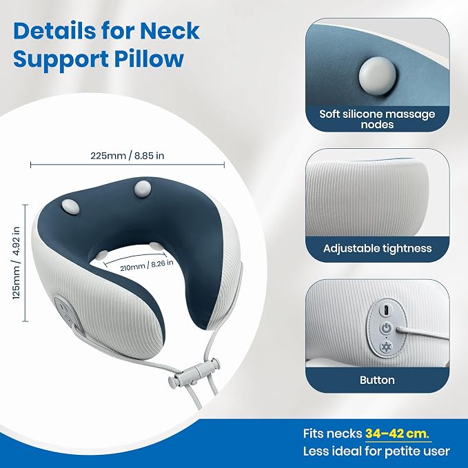 Medicane Neck Travel Pillow with Massage, Neck Pillows with Heat & Gentle Vibration Massage with Ergonomic Foam, Perfect for Airplane, Car, Office, Home, Pain Relief,Sleeping,Traveling,Long Flight - Image 9