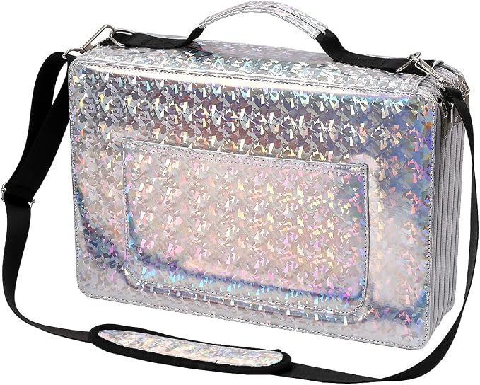 Large Capacity Colored Pencil Case - 600 Individual Slots PU leather with Zipper Closure Portable Organizer for Watercolor Pencils Ideal for Artists（Silver） by HMZSP