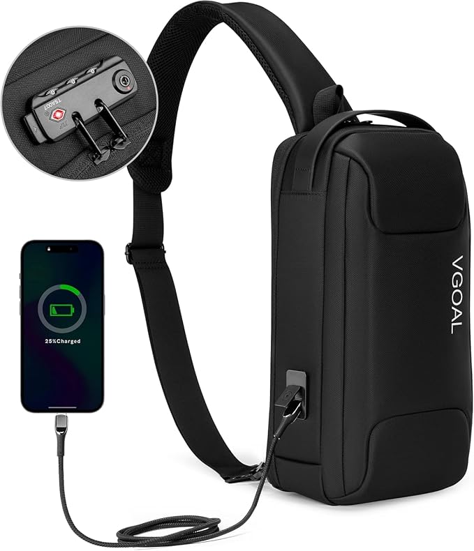 Kingsons Anti Theft Crossbody Bag Sling Bag for Men Anti Theft Sling Backpack Mini Backpack Daypack Crossbody for Travel Sport Running Hiking - Image 4