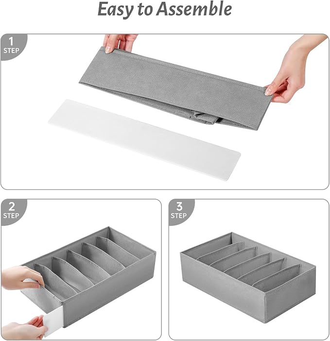 4 Packs T-shirt Drawer Organizers for Clothing,6 Grids Compartment Wardrobe Storage Box, Washable Clothes Organizer for Folded Clothes, T-shirt, Legging, Silk Scarve - Image 5