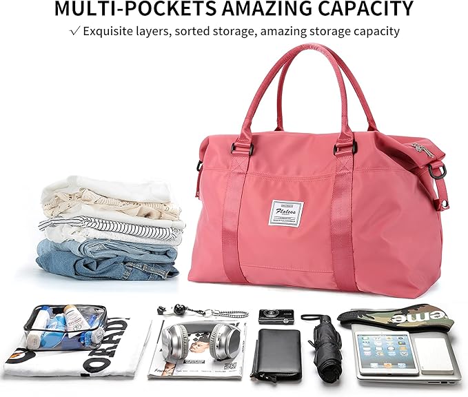 Travel Duffel Bag, Carry On Overnight Weekender Bags for Women | Travel Bag with Wet Pocket & Trolley Sleeve, For Spirit Airlines 18x14x8 Personal Item Bag - Image 3