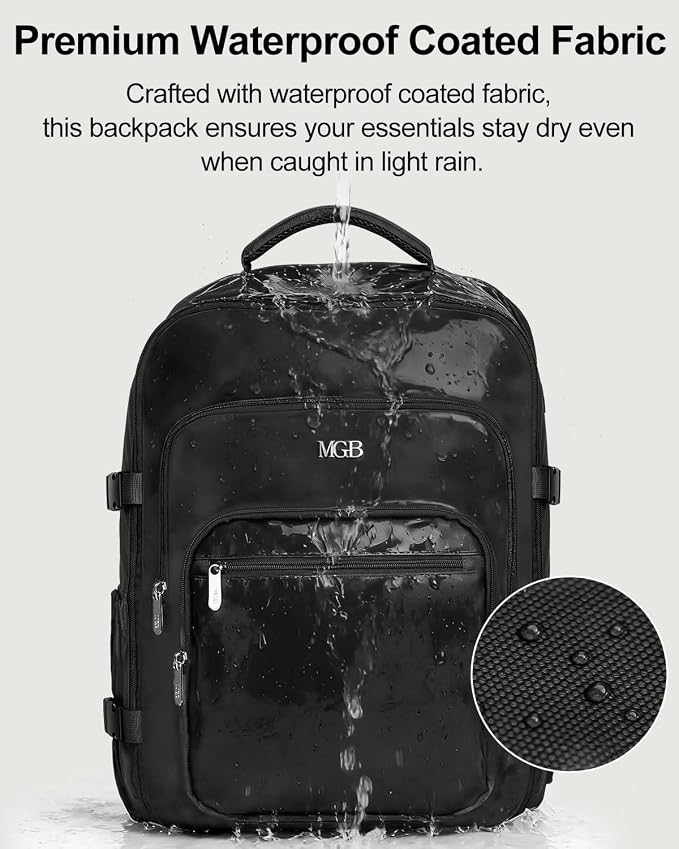 Travel Backpack for Women & Men, Carry On Personal Item Bag Flight Approved, Large Waterproof Laptop Backpack for Travel, Overnight, College & Commuting Black - Image 4