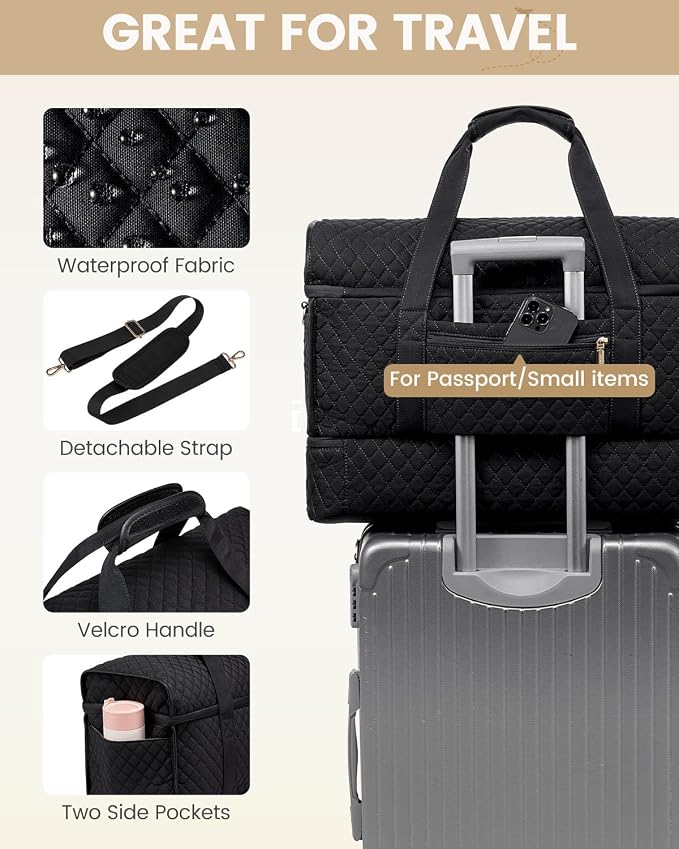 LOVEVOOK Large Travel Duffle Bag, Weekender Bags for Women With Shoe Compartment, Overnight Hospital Bag For Women Labor Delivery, Carry on Bag Personal Item Travel Bag, Yoga Gym Duffel Bag - Image 6