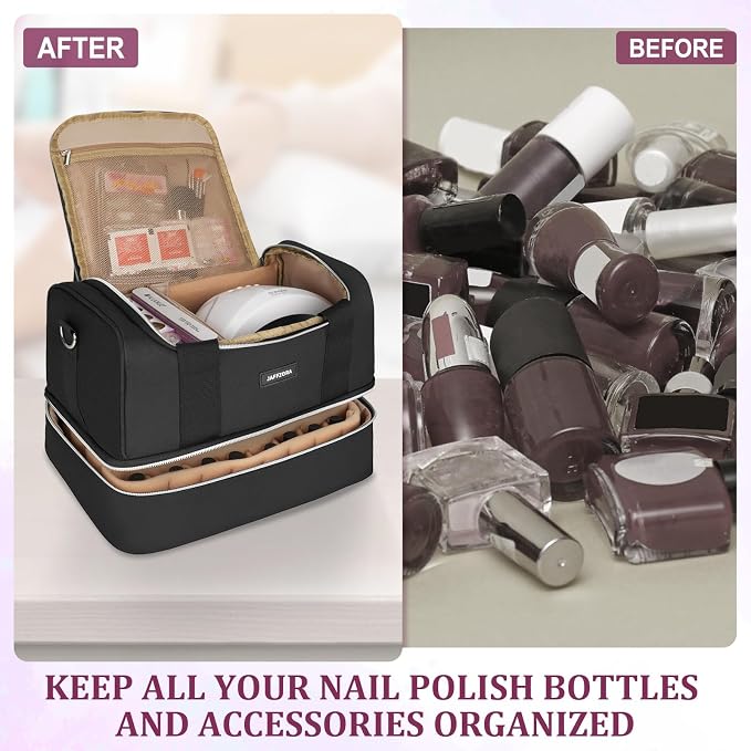 Nail Polish Organizer Case - Large Double Layer Organizers and Storage Bag for Nail Supplies and Art Tech - Image 4