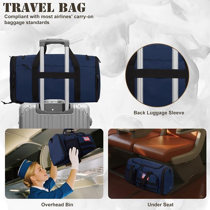 Tactical Duffle Bag For Travel Expandable 52L Large Duffle Bag For Men Gym Duffel With Wet Pocket Multi-Functional Carry On Bags Weekender Overnight Bag Organizer Duffel Bag For Travel - Image 7