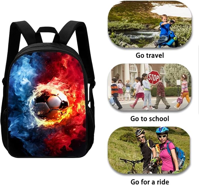 Mumeson Football Backpacks Big Capacity Bookbag Schoolbags 3 Pieces Set Schoolbag with Portable Insulated Lunch Bag Mini Pencil Case,Lightweight Backpack Set for Kids Pink - Image 4