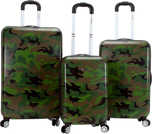 Rockland Safari Hardside 3 Piece Spinner Wheel Luggage, (20"/24"/28"), Camo by Rockland