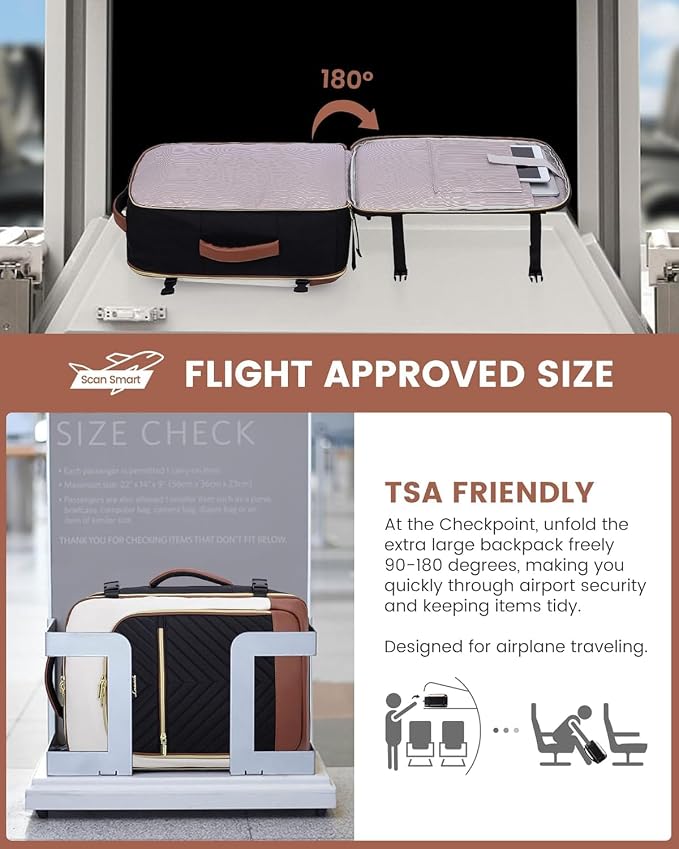 LOVEVOOK Large Travel Backpack for Women, TSA Carry on Backpack for Airplanes, 40L Personal Item Travel Bag for Women fits 17" Laptop,Waterproof Carry on Bag Airplane Approved - Image 2