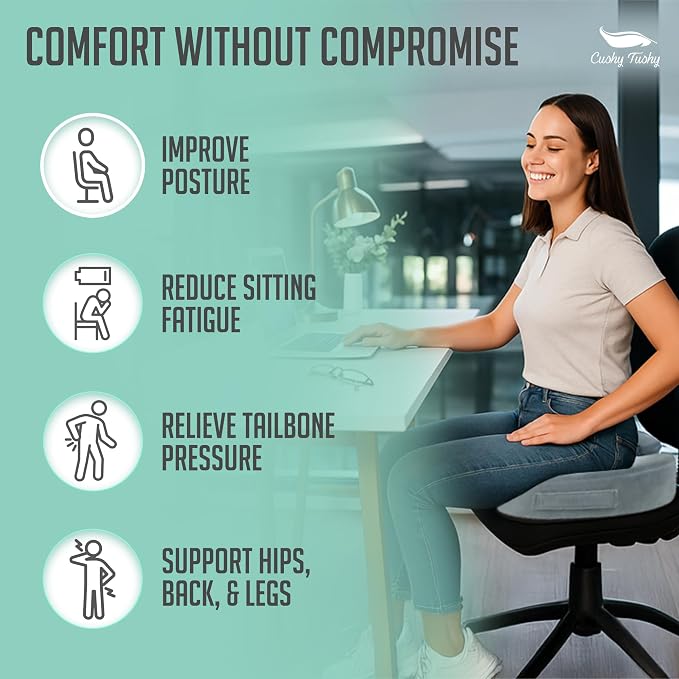Cushy Tushy Premium Foldable Piriformis Seat Cushion - Piriformis Pain and Sciatic Pain Relief Cushion - for Home & Office Use, Perfect for Travel or Driving - Image 4