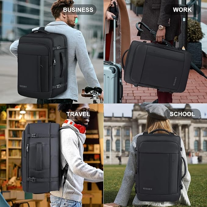 Gieury Carry On Backpack, 50L Travel Backpack, Luggage Backpack TSA Flight Approved Laptop Backpack for Men & Women, Large Expandable 40L Daypack Lightweight Business Weekender Bag, Black - Image 7