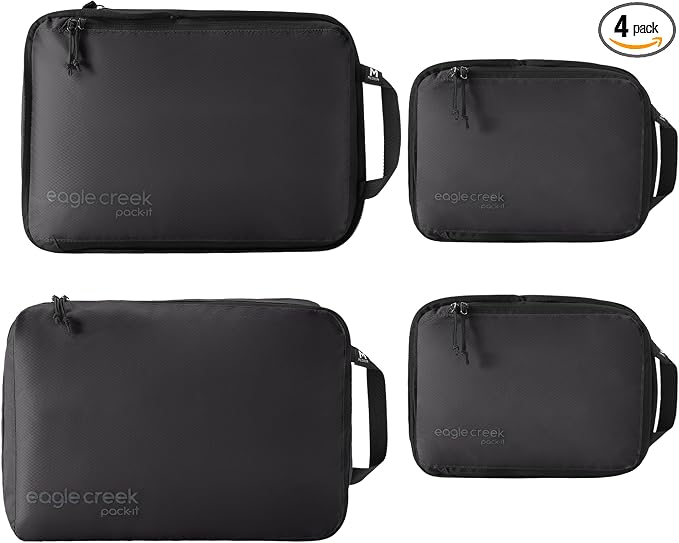 Eagle Creek Pack-It Isolate Carry-On Set - Compact Compression Cube Set for Optimizing Luggage Space - Convenient Top Handle - Internal Storage Divider - Water-Resistant - Washable - Black by EagleCreek