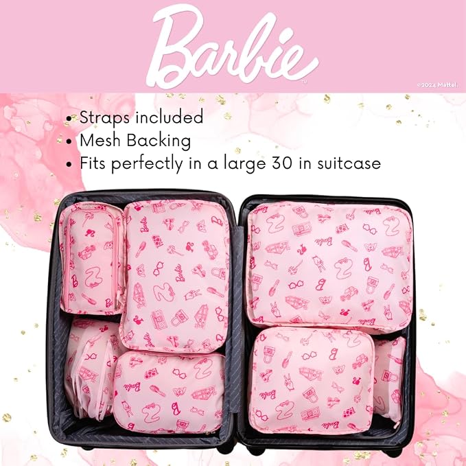 Collectibles Barbie Beauty 7 Piece Soft Storage Organization Packing Cubes Travel Set (Officially Licensed Product) By Franco - Image 5