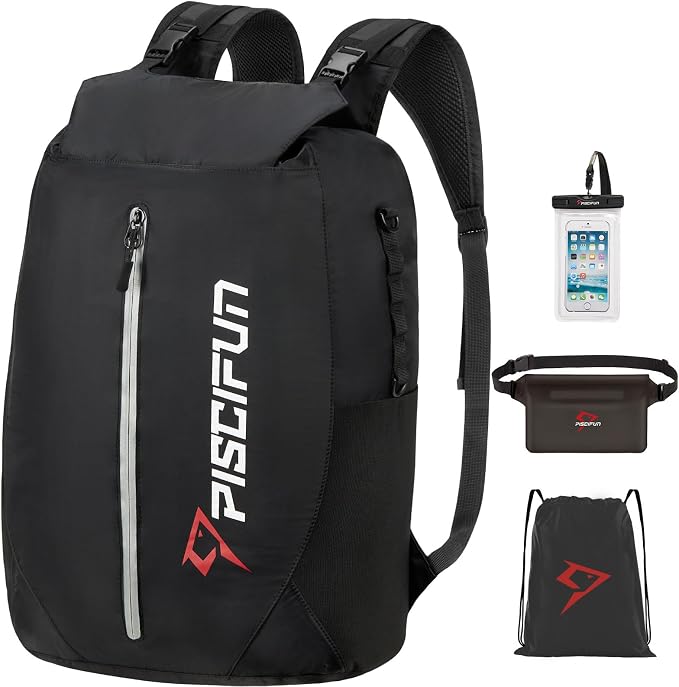 Piscifun Dry Bag Waterproof, Lightweight Dry Backpack Roll-Top Sealed with Waist Pouch and Phone Case Keeps Gear Dry Inside for Kayaking, Boating by Piscifun