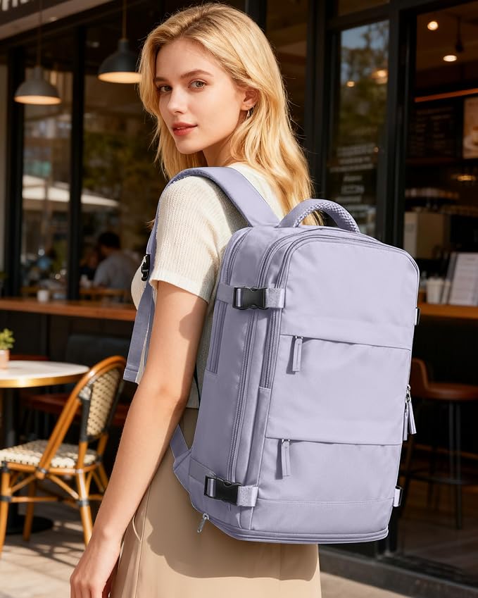coofay Large Carry On Backpack Flight Approved Personal Item Travel Backpack For Women Airline Approved Waterproof Sports Luggage Backpack Casual Daypack Small Hiking Backpack Purple Backpack - Image 2