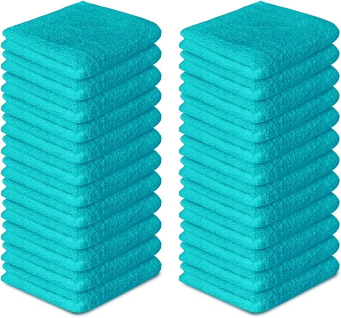 100% Cotton Washcloths 60 Pack (12x12 Inches) Soft, Highly Absorbent Washcloth, Face Towels, Wash Cloths for Face, Ring Spun, Bulk Pack (Turquoise) - Image 2