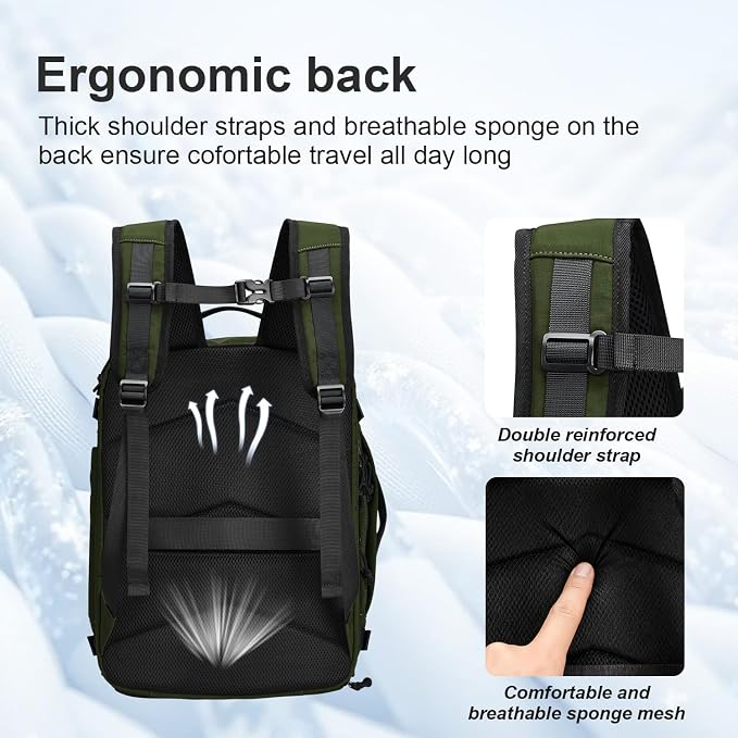 Carry On Travel Backpack Flight Approved Laptop Backpack for Women Men | Personal Item Travel Bag, Casual Weekender Daypack with Wet Pocket for Business, Hiking - Image 8
