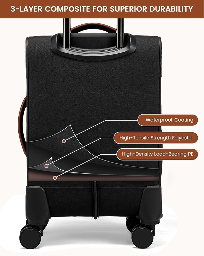LOVEVOOK 4 Pcs Carry On Luggage 22x14x9 Airline Approved, 20 Inch Carry On Suitcases with Wheels, Softside Rolling Suitcase for Women Men, with TSA Lock Weekender Travel Luggage - Image 7