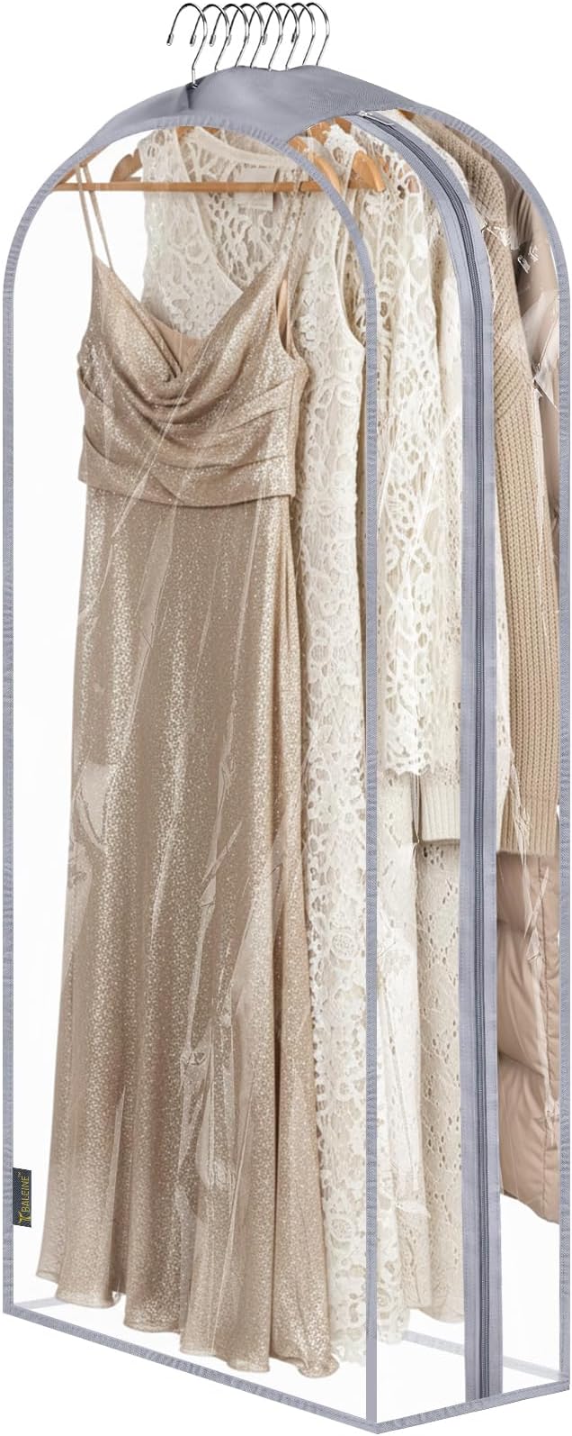 BALEINE 60'' Clear Garment Bags, 10.5'' Wide PEVA Suit Bag for Closet Clothes Dresses Suit Coats Storage (Clear, 1PK) by BALEINE