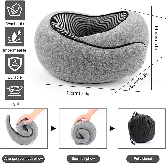 Medicane Travel Pillows for Airplanes,Neck Pillow Airplane Memory Foam Travel Pillow Neck Pillow for Traveling Suitable for Airplanes,Offices and Cars - Image 2