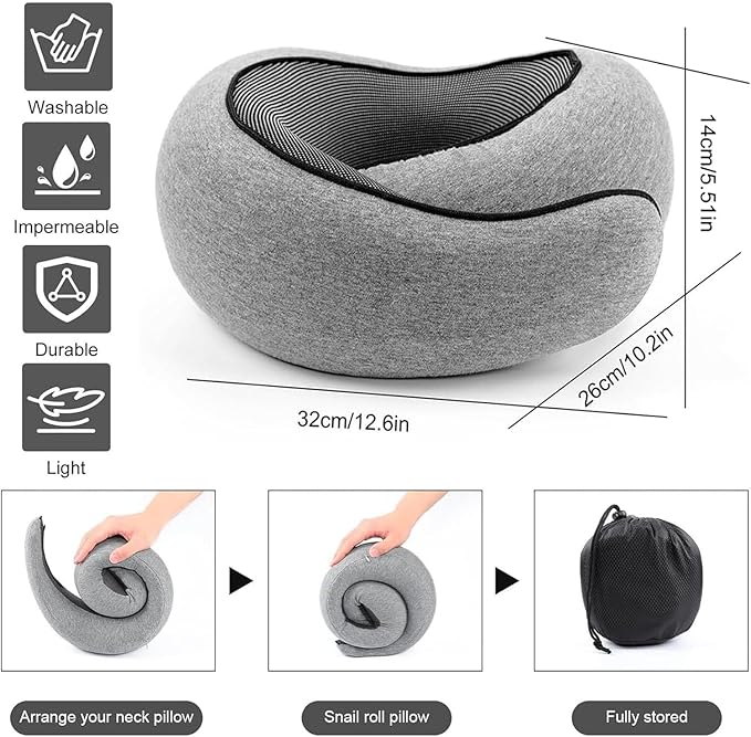 WEERSHUN Travel Pillow for Airplanes, 2026 New Memory Foam Neck Pillow with Chin Wrap for Traveling, Suitable for Airplanes, Offices and Cars - Image 2
