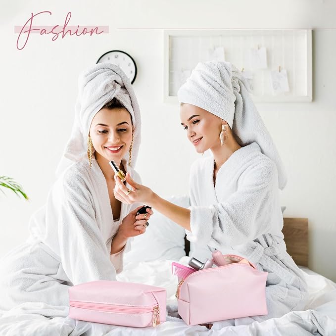 20 Pcs Preppy Makeup Bags PU Leather Cosmetic Pouch with Zipper Waterproof Make up Bags Toiletry Beauty Container for Women Bridal Shower Favors End of the Year Teacher Gifts(Rose Gold) - Image 6