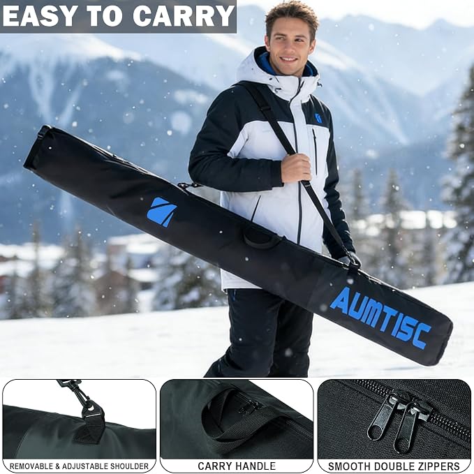 AUMTISC Ski and Boot Bag Combo for Air Travel Flying, Padded Two-Piece Snow Ski Bags, Adjustable Length Ski Travel Bag for Skis Up to 200cm and Boots Up to Size 13 - Image 5