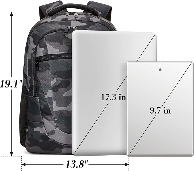 BIKROD Travel Laptop Backpack for Men, Backpacks for School Teen Boys, Business Anti Theft Slim Sturdy Back Pack, Adult Computer Bag Gift 17.3 IN Laptop, Camouflage - Image 6