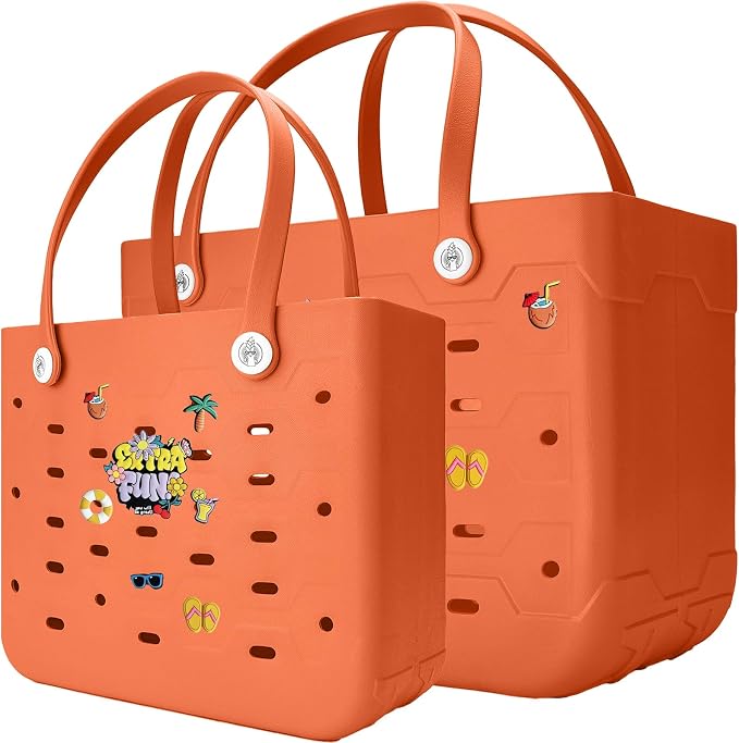 2-Pack Large Beach Bags XL & M Waterproof Tote, Sandproof, Washable- Essentials: Pool, Boat, Sports, Groceries by Unknown
