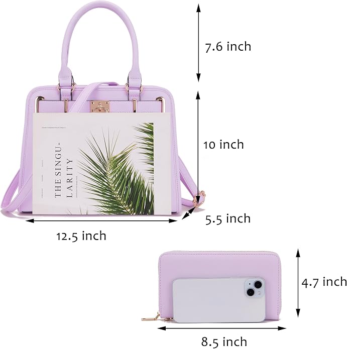 Qiyuer Structured Satchel Tote Handbags Set Women Purses with RFID Wallet | Premium, Sturdy, Spacious, Chic for Daily & Work, Vegan PU Leather, Multi-way Carry, Large Capacity RFID Wallet, Ideal Gift - Image 3