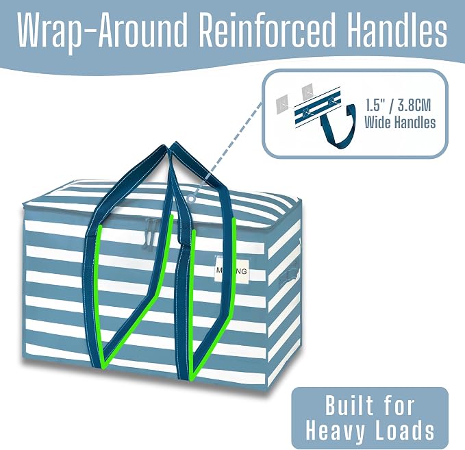 VENO 6 Pack Heavy Duty Moving Bags, Extra Large Storage Bags with Reinforced Handles & Strong Zippers, Foldable & Reusable Moving Box Alternative for Clothes & Dorm Storage - Image 3