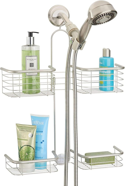 iDesign Hanging Handheld Shower Hose Caddy, Satin | Storage for Shampoo, Conditioner, Body Wash by iDesign