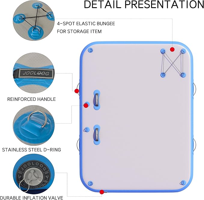 Inflatable Floating Dock Mat,6 inches Thick Inflatable Stable Platform Raft with Storage Bag None-Slip Surface for Lake Beach Pool - Image 4