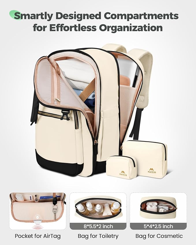 MATEIN HER Underseat Backpack with Removable Shoe Compartment for Frontier | Personal Item Bag, 18×14×8 inch, Flight Approved, Overhead Bin, Carry on Luggage with Padded 15.6" Laptop Sleeve, 3 Set - Image 7