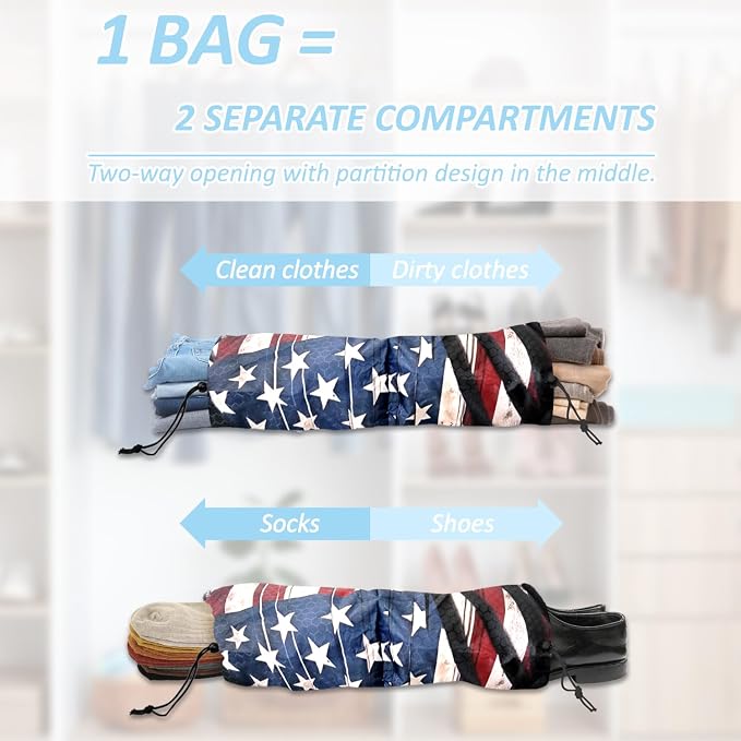 National flag Compression Packing Cubes Set (7 Piece) - 1776 flag | Patriotic Flag Design Travel Organizer Bags, Essential for Clothes, Shoes, Cosmetics & Toiletries, Black - Image 6
