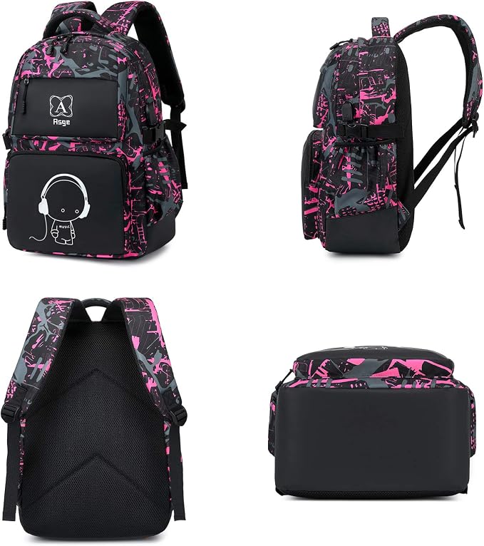Asge boys backpack for kids camo bookbag for middle school bags travel back pack (Pink) - Image 2