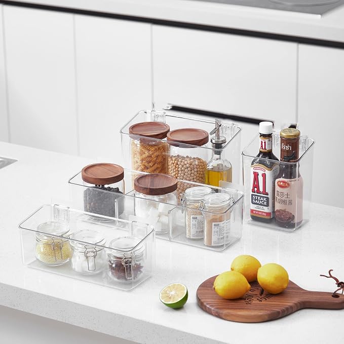 Adhesive Mount Storage Organizer Container Basket Bins, Plastic Over Cabinet Door Organizer, Pantry Wall Organization, Bathroom Organizer, Space Saving Holder for Sandwich Bags-4 Pack - Image 2