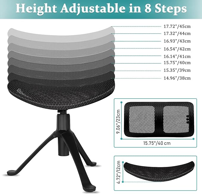 Lilithye Footrest for Desk Adjustable Height 2-in-1 Function Rotatable Ergonomic Under Desk Footrest Ottoman Stool Rolling Leg Rest for Home Office (Black) - Image 4