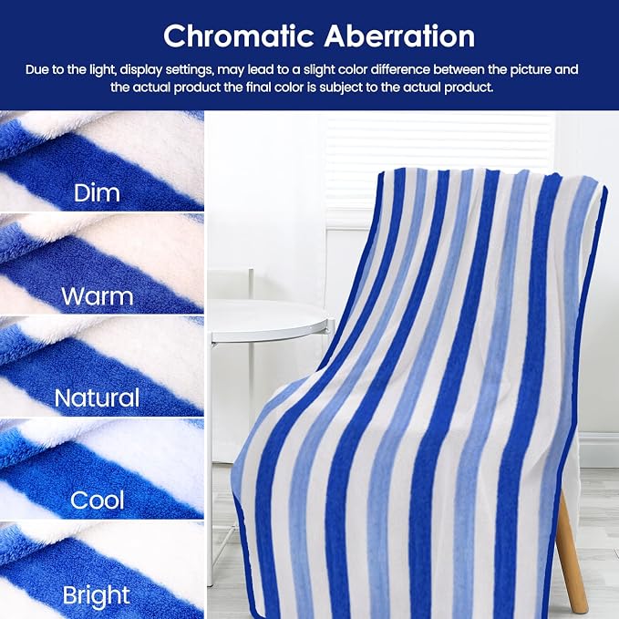 JML Bath Towels Set, Large Microfiber Bath Towel for Body, 2 Pack, 30" x 60", Oversized, Soft, Super Absorbent,Fast Drying, Perfect for Shower, Sauna, Gym, Sports, Fitness, Yoga, Cabana Stripe Blue - Image 8