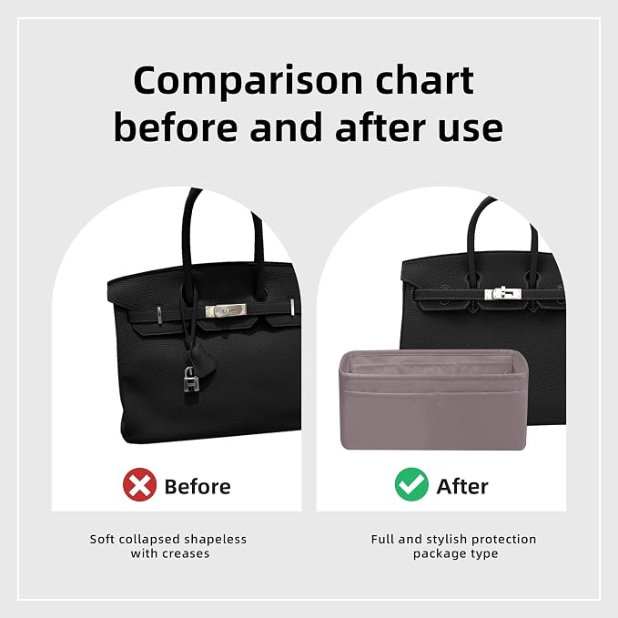 DGAZ Silk Purse Organizer Insert for Birkin Bag(Konjac Purple,BK40) | Soft and Lightweight,Perfect Fit,Multi-pocket Storage,Bag Protector,Luxury Bag Care,Handmade,for Smooth Bag Organizer - Image 5