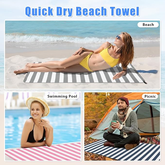 Sfee 2 in 1 Microfiber Beach Towel, Quick Dry Towel Camping Towel Travel Towel Super Absorbent Compact Lightweight Sports Gym Towels Set for Beach, Gym, Hiking, Pool, Backpacking, Bath, Yoga - Image 4