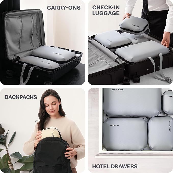 Aerotrunk Ultralight Compression Packing Cubes - Lightweight Travel Organizers for Suitcases and Luggage (3-Pack, Black) - Image 9