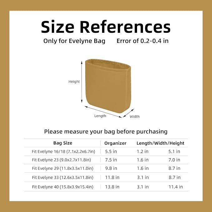 DGAZ Silk Purse Organizer Insert for Evelyne Bag(23,Biscuit color) | Soft and Lightweight,Perfect Fit,Multi-pocket Storage,Bag Protector,Luxury Bag Care,Handmade,for Smooth Bag Organizer - Image 6