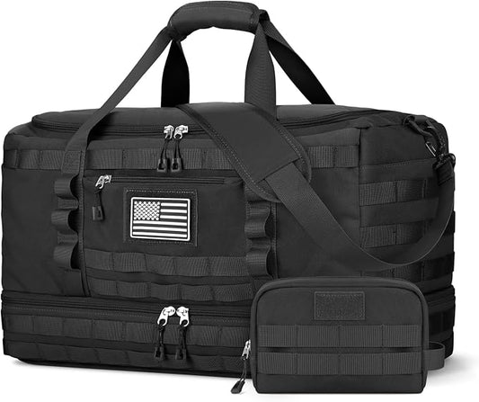 Travel Bag for Men Women, Gym Bag & Tactical Duffle Bags for Travel, Carry on with Toiletry Bag and Shoe Compartment, Weekender Overnight Trip with Wet Pocket for Workout Medical, Black by ETRONIK