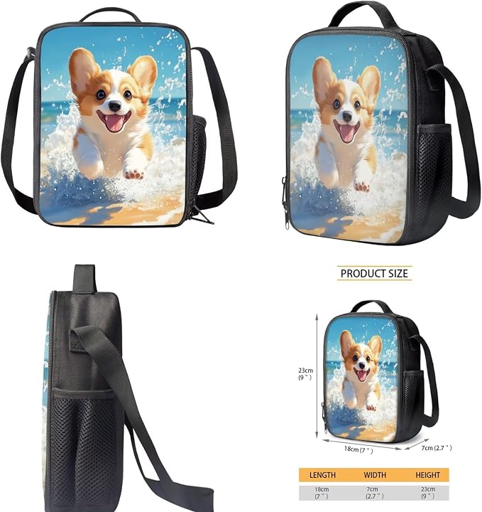 Funny Corgi Backpack with Lunch Box Kids Girls 6-8/5-7 Elementary School Bookbag 1st Grade 17in Book Bags Lunch Bag Pencil Case Water Bottle Holder Preschool/Kindergarten Back Pack 4PCS Set - Image 5