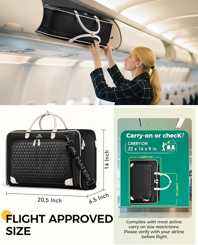 MATEIN Carry On Garment Bags for Travel, Womens Garment Bag Up to 5 Suits | For Dresses, Aroma Pads & USB, 22x14x9, Convertible Hanging Clothes Suit Carrier, Shoe Compartment, Fit 15.6" Laptop - Image 3