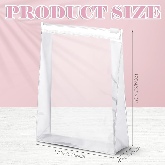 Xuniea 100 Pcs Mini Clear Makeup Bag PVC Small Travel Toiletry Organizer Pouches Bulk Waterproof Transparent Plastic Cosmetic Bag with Zipper for Women Men Travel(5.1'') - Image 3
