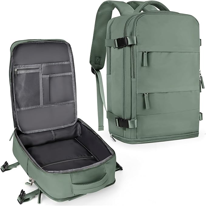 coowoz Travel Backpack For Women Men,Carry On Backpack,Hiking Backpack Waterproof Outdoor Sports Rucksack Casual Daypack Travel Essentials(Olive Green) by coowoz